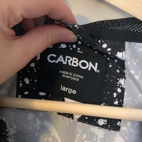 Carbon Splatter Print Windbreaker Black White Size Large - Picture 2 of 7